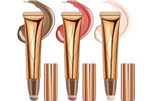 Nivofu 3 Stück Flüssige Kontur Beauty Wand mit Applicator Befestigt, Contour Beauty Wand, Liquid Highlighter Stick Make-Up Blush Stick, Creme Gesichts Highlighter Bronze Stick Contouring Stick Frauen