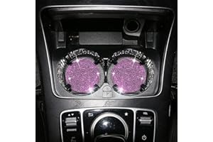 PTNKUIIY 2 Stücke Bling Kristall Auto Untersetzer,Universal Glitzer Strass Auto Getränkehalter Auto Innere Zubehör Silikon Anti-Rutsch Untersetzer Bling Kristall Auto Zubehor Innenraum,Rosa