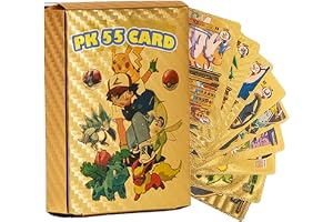 Pokémon Trading Card Game Foil Cards Pack Battle TradingCards for Kids & Collectors Set of 55 Rare VMAX GX VSTAR TradingCard - Rainbow (Golden)