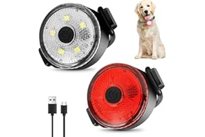 BORDEAG 2 Pcs Luces De Seguridad Para Mascotas, Luz Intermitente LED, Collar De Perro LED, Collar Luz LED Para Perros, Cuello De Gato De Perro LED, USB Recargable 3 Modos Parpadeante
