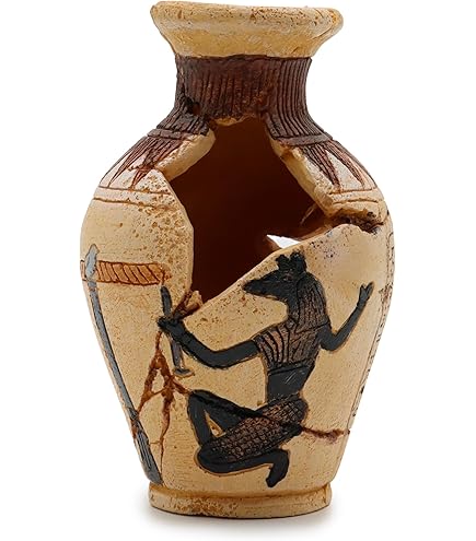 lachineuse - Ägyptische Vase, 18 cm – Stahl, Farbe Silber – Deko-Artikel Ägypten Antike – Anubis, Horus, Isis Flügel, Sphinx – Geschenkidee Souvenir Ägypten