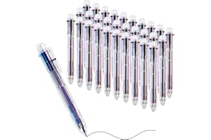 FINZOO 6-in-1 Coloured Shuttle Pen,30Pcs Multicolor Ballpoint Pen, 6 Colours 14CM Retractable Ballpoint Multicolour Pens for Office School Supplies Students