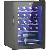 HOMCOM Wine Cooler 20 Bottles with Compressor Touch LED Screen 39DB Black | Wine Cooler, Temperature 41-18&deg;C, Anti-UV Double