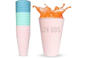 Mypicompany. Set de 24 Gobelet Plastique Reutilisable de 450 Ml, Gobelets pour Enfants en Couleurs Pastel, Sans Bpa