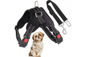 AWAREAMZ Arnés Ajustable para Perro Pequeño con Correa de Seguridad para el Coche. Arnes Antitirones, Reforzado. Seguro y Cómodo. Ideales para tu Mascota. (Pequeño)