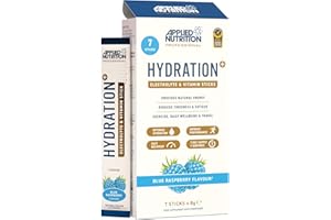 Applied Nutrition Hydration+ Sachets | Electrolyte Powder Mix | Rapid Hydration, Vitamins & Energy | Sugar-Free & Vegan | Blue Raspberry | 7 x 8g Sticks