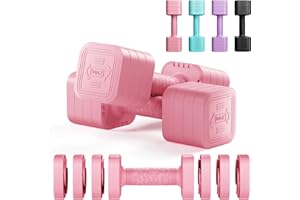 Dripex Adjustable Dumbbells Weight Set 2.5kg 5kg 10kg Dumbbell Pair, 4-in-1 Weight Dumbbells Set Women Men with Non-Slip Handle Home Gym Fitness