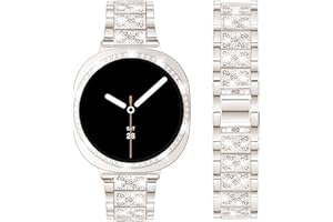 DEALELE Armband Kompatibel mit Samsung Galaxy Watch 7/5 / 4 40mm 44mm / FE 40mm / 5 Pro 45mm, 20mm Glitzer Diamant Metall Armbänder mit Schutzhülle Cover Ersatz für Damen Herren