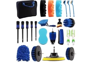 AFNCX Kit Pulizia Auto,Pulizia Interni Auto,24pcs Kit Auto Spazzola Lavaggio con Spazzola per Cerchioni, Dettagli, Sacchetto di Stoccaggio, Spazzola per Trapano, Guanti per Lavaggio, Panno in Microfibra etc