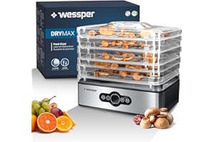 Wessper Déshydrateur Alimentaire，Déshydrateur Bellelife avec Régulateur de Température, Déshydrateur avec 5 Étagères, 240W, 
