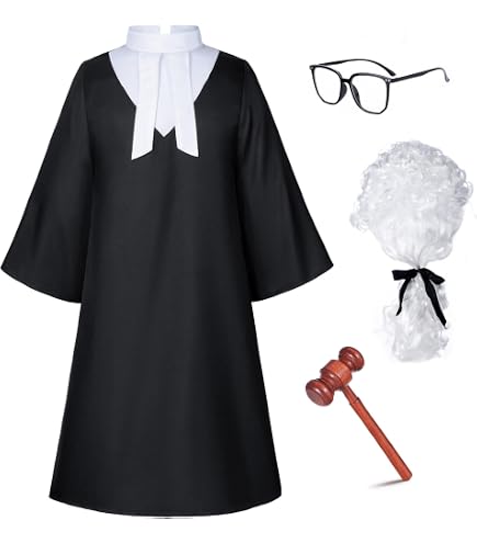 Bristol Novelty AC223X Costume De Juge Homme Taille XL - Robe Noire + Cravate Blanche Attachée - Déguisement Halloween