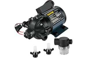 VEVOR Pompe à Eau 12 V CC Pompe Lavage de Voiture Auto-Amorçante 240 W Haute Pression 4,1 bar 31,8 L/min Hauteur de Levage 3 m avec 2 Filetages Femelles et 1 Mâle 1,27 cm pour Camping-Car Bateau Yacht