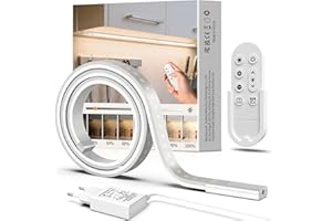 ‎SIBI LIGHTING Unterbauleuchte Küche LED 1M, Dimmbar LED Lichtleiste Selbstklebend mit Fernbedienung, Flexibel Silikon Unterschrank Beleuchtung inkl. 24V Netzteil für Küche, Schlafzimmer, Wohnzimmer, Büro