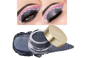 Oulac Sombras de Ojos Gris | Altamente Pigmentada | Resistente al Agua y de Larga Duración | Maquillaje de Ojos con Brillo Metálico | Vegano y Libre de Crueldad | 12g (06) Total Eclipse