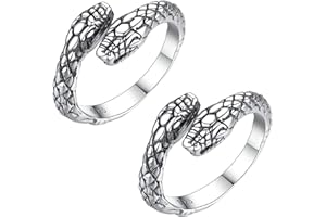 YSTJKD Anneau Doigt Serpent Bague Serpent Ajustable Ouverture La Bague Serpent Bague Serpent Punk 2 Pcs Bague Serpent Rétro Bague En Forme d'Animal Bijoux Accessoires Pour Homme Femmes Dames Unisexe