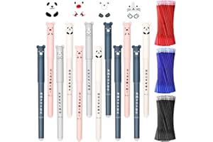 MEANJU 12 Pcs Stylo Gel Effaçable, 0,35 mm Stylo à Friction Rollerball, Stylos à Bille Effaçables, Stylos à Friction avec Cartoon Dessin, Stylo Gel Animal Mignon, Stylo Gel à Encre pour école, Bureau (Rouge)
