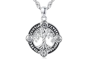 FRIGGEM Naszyjnik z drzewem życia, srebro próby 925, wisiorek, naszyjnik, amulet, biżuteria dla mężczyzn, kobiet, łańcuszek ze stali nierdzewnej 55 cm