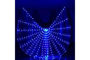 Retrok LED Isis Ailes pour adultes et enfants - LED à 360 ° - Avec tige télescopique et fermeture - Ailes de papillon à LED pour scène, carnaval, Halloween, Noël (enfants, bleu)