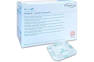 ‎SAXOMED Pflaster wasserfest 7 x 6 cm Wundpflaster steril transparent - wasserdichtes Pflaster nach OP Duschpflaster - selbstklebender Verband einzeln verpackt 50 Stück