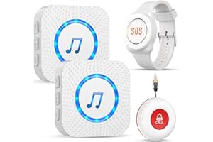 ChunHee Notrufknopf für Senioren Senioren Notruf Armband Notrufarmband für Senioren Funkalarm Sender und Empänger SOS Alarm Kabellos für Pflegebedürftige Mann