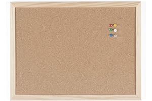BoardsPlus Lavagna In Sughero, Bacheca In Sughero Autorigenerante Con Cornice In Legno Pino, 40 X 30
