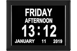 TMCC Dementia Clocks with Day and Date for Elderly,Calendar Day Clocks with 8 Alarms, Memory Loss Day Clock Alzheimers Clock for Senior,Impaired Vision