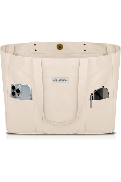 YILCER Sac Fourre-Tout Japonais Toile - Sac Zippé Multipoches Travail/École