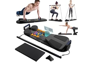 AJEXDRO Pilates Reformer Machine for Home, Multifunctional Abdominal Board, Foldable Reformer Pilates Machine For Home Gym Equipment, Automatic Rebound Ab Roller For Women Men Fitness Equipment