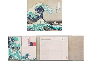 Grupo Erik Planificador Semanal Escritorio Hokusai - 6 Tamaños Notas adhesivas Bonitas + Planificador Semanal Cierre Magnetico: Papeleria Bonita y Material Escolar Oficina, Licencia oficial