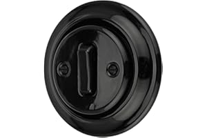 ADAKAT Podtynkowy porcelanowy przycisk retro, przycisk dzwonka, All-in-One, seria PR1 czarny