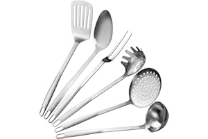 Stanley Rogers Küchenhelfer 6er Set Edelstahl – Stylisches Kochbesteck für die Küche – Abseihlöffel, Fleischgabel, Schlitzwender, Schöpflöffel, Spaghettilöffel & Vorlegelöffel