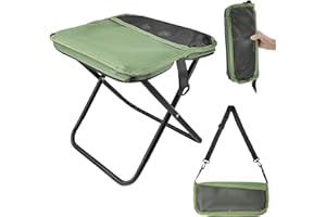 RADIANERORYI Sgabello portatile per alpinismo ed escursionismo, pieghevole, portatile, può contenere fino a 150 kg, con chiusura lampo, per viaggi, campeggio, pesca (verde)