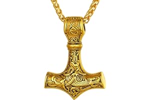 Richsteel Irish Celtic Knot/Viking Odin Helmet Thor's Hammer Mjolnir/Nordic Runes Symbol Pendant Necklace for Men Women, Stainless Steel/Gold/Black Plated, Sturdy Wheat Chain 22"-24", Send Gift Box