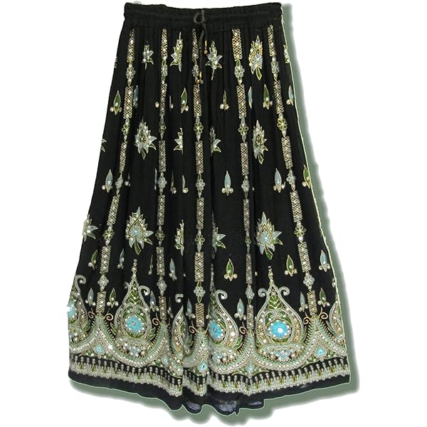 JOTW 2-Pack of Indian Long Skirts with Sequins and Embroidered