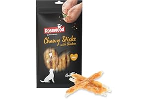 Rosewood Chewy Sticks Huhn Small – Kaustangen für Hunde mit Huhn, Rinderhautsnack, Rohhautsnack, unterstützt die Zahnpflege, ohne Getreide und Gluten, ohne künstliche Zusatzstoffe, 100 g