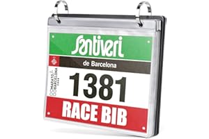 COLLECTHALL Race Bib Holder, 20 Sleeves, Runner's Race Bib Album, Bib Number Display Holder, Vinyl Sheet Protectors, Black