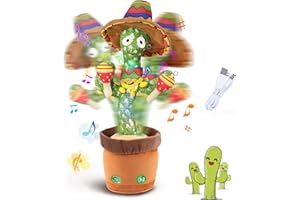 Hirsrian Elektronisch sprechender Kaktus, Plüschtier singendes Spielzeug, 120 Lieder (Singen, Tanzen, Wiederholung, Hell) - Geschenke für Kinder