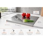 Stellica Paslanmaz &Ccedil;elik 30x40 cm Tek B&uuml;k&uuml;ml&uuml; Metal Tezgah Koruyucu &Ccedil;ok Ama&ccedil;lı Kesme Tahtası