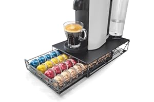 RECAPS Soporte para cápsulas de café Almacenamiento de cajones Cápsulas de café Organizador de cocina Compatible con Vertuoline Stores 40 Pods Black Colo