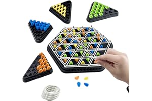 Elsrantor Ketten Dreieck Schachspiel, Triangle Brettspiele mit Gummibänder, Chain Triggle Spiel, Puzzle Checkers Spiel, Kettendreieck Schachspiel, Dreiecksschach, Dreiecksbrettspiel, für 2-4 Personen