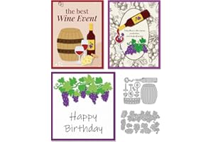 ‎DELORIGIN DELORIGIN Stanzformen Mit Trauben Rotwein Stanzformen Aus Karbonstahl Prägeschablonen Stanzschablonen Neuheiten 2025 Für Die Kartengestaltung Dekoration DIY Scrapbooking Album Weinparty Einladung