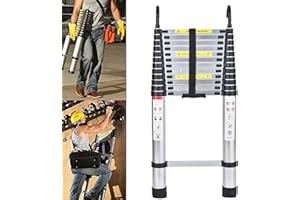 BRIEFNESS 5M Telescoping Ladder with Detachable Hook Aluminum Heavy Duty Extendable Foldable Multi Purpose Ladder 16.5FT