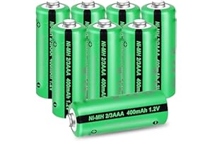 PKCELL NIMH 2/3AAA akumulator do ponownego ładowania (nie AAA), 1,2 V 400 mAh do lamp solarnych, 8 sztuk (wskazówka: 2/3 AAA, krótsza niż baterie AAA)