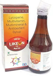 Sherwell Biotech Likeon Syrup with LYCOPENE, Multivitamins, Multi-minerals, Antioxidant - 200 Ml (Pack of 2)