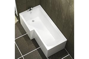 ROYAL BATHROOMS Modern Qubix 1700 x 850mm Left Hand L-Shaped Shower Bath Square Bathtub with Side Panel
