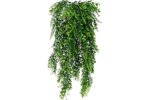 DXLing 2Pcs Lierre Artificielle Plantes Fougère Fausse Plante Boston Feuille Fausses Artificielles Plastique Vigne Suspendue Faux pour Intérieur Extérieur Jardin Mariage