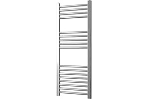 Greened House Chrome Straight Heated Towel Rail 400mm wide x 1000mm high Flat Central Heating Towel Radiator