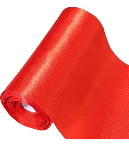 TONIFUL Nastro di raso rosso largo 15.2 cm x 22 m nastro grande per
