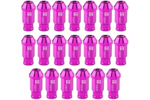 KIMISS Tornillo de aluminio para llantas de automóvil, 20 piezas Tuercas de rueda Tuercas de rueda de carreras seguras M12X1.5 (Púrpura)