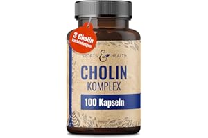 ‎CDF SPORTS & HEALTH SOLUTIONS Cholin Kapseln-Komplex - 100 vegane Kapseln - 3 Cholin hochdosiert Verbindungen - Choline Bitartrate - Phosphatidylcholin - Citicolin Natrium (CDP-cholin) CholinBitartrat perfekt dosiert, Kolin Colin